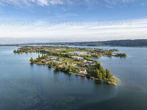 Aerial view, of the north-western tip of the island of Reichenau in Lake Constance, with the