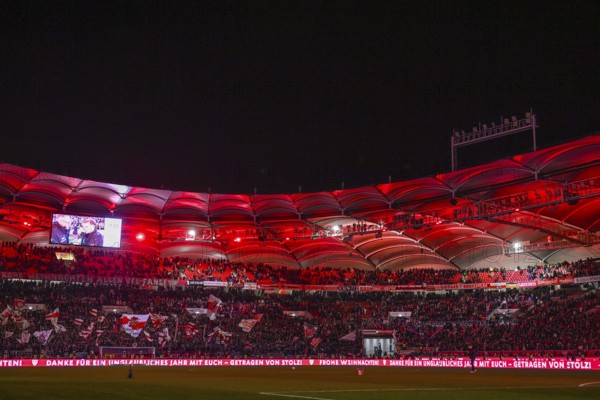Christmas greetings for fans after Bundesliga football match, VfB Stuttgart versus FC St. Pauli,