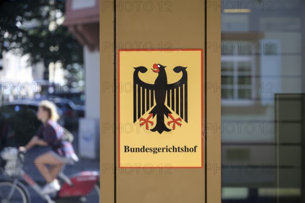 Karlsruhe, Baden-Württemberg, Germany, Federal Court of Justice, sign with the Federal Eagle emblem