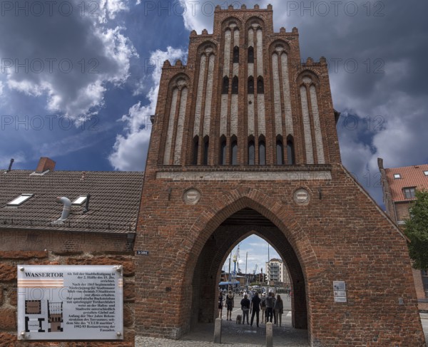 Historic water gate in brick Gothic style built in 1450, Am Hafen 1, Wismar,