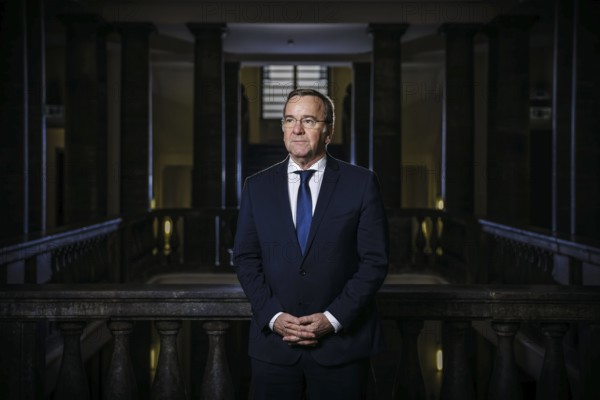 Boris Pistorius (SPD), Federal Minister of Defence, poses for a photo at the Ministry of Defence.