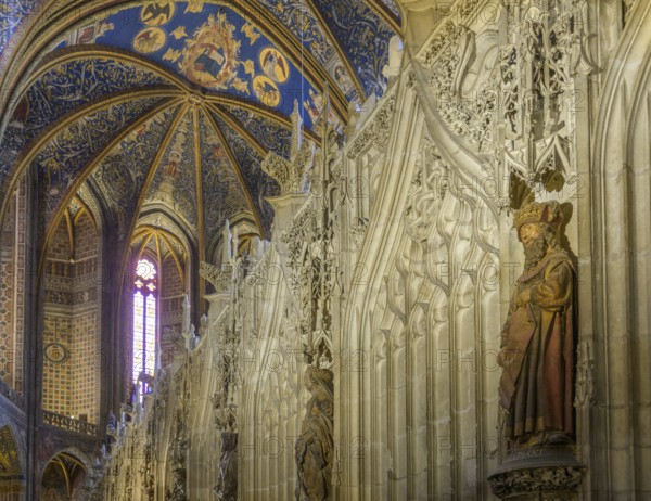 Detail of the choir and ceiling fresco in St Cecilia's Cathedral in Albi, Tarn department, France,