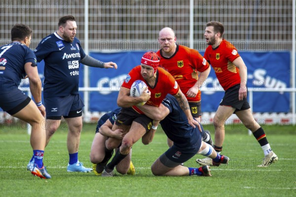 Rugby: Germany against MKS Pogon Awenta Siedlce, Poland in Heidelberg (test match of the German