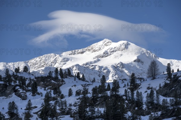 Summit of Monte Cevedale, snow-covered mountain landscape, Ortler Alps, Vinschgau Valley, Italy,