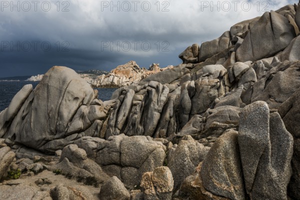 Bizarre and huge granite rocks by the sea, Capo Testa, near Santa Teresa di Gallura, Sardinia,