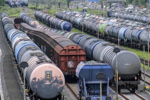 Gelsenkirchen Bismarck marshalling yard, goods trains are assembled and shunted here, tank wagons