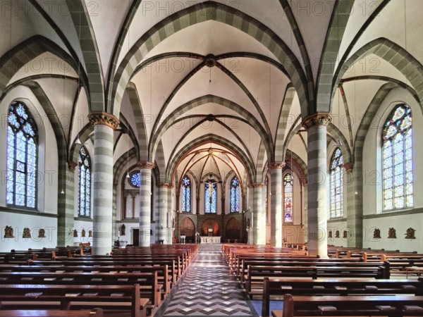 St. Lambertus Church, interior view, historic upper town, Mettmann, Bergisches Land, North
