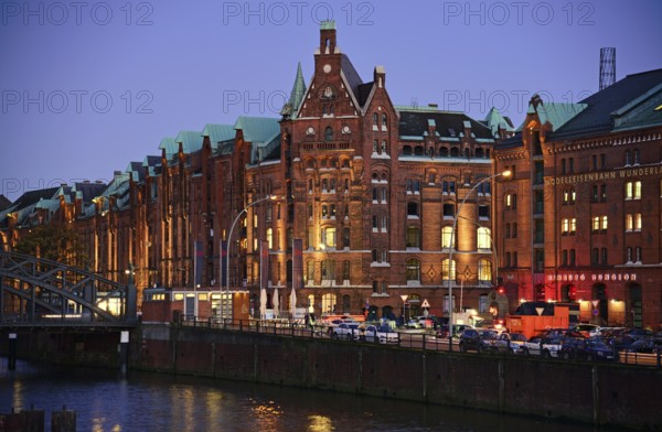 Europe, Germany, Hamburg, historic warehouse district, view from the customs canal to the former