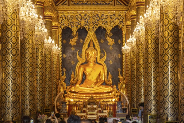The revered Buddha statue Phra Putthachinnarat in Sukhothai style in the temple Wat Phra Si Rattana