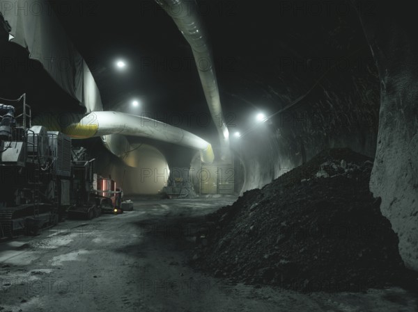 Debris in a tunnel section in construction lot H41, Brenner Base Tunnel, Zenzendorf, Tyrol,
