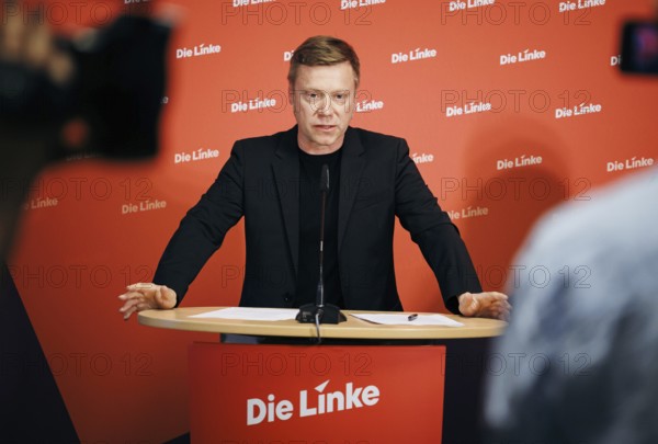 Martin Schirdewan, Chairman of the Left Party, recorded at a press conference in Berlin, 19 August