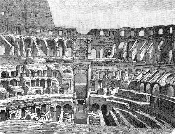 Amphitheatre, interior of the Colosseum in Rome, Italy, 1885, Historical, digital reproduction of