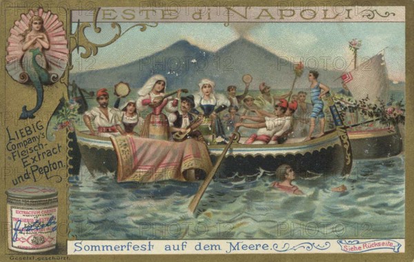 Picture series Feste di Napoli, summer festival on the sea, Naples, Italy, Liebig picture,