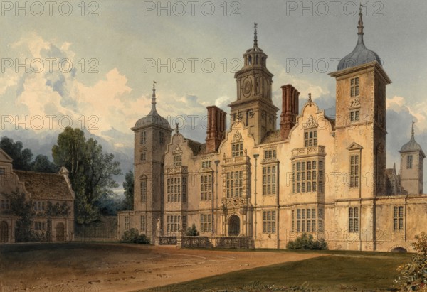 South Front of Blickling Hall, Norfolk, the Seat of the Lord Suffield, England, digitally restored