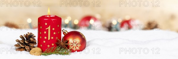 First 1st Advent with candle Christmas decoration Christmas decoration banner Christmas card for