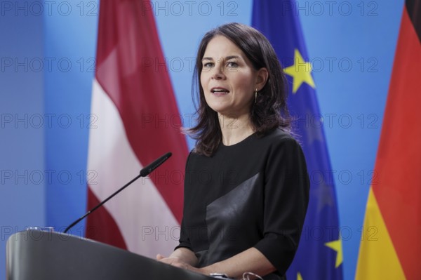 Annalena Bärbock (Alliance 90/The Greens), Federal Foreign Minister, at a press conference at the