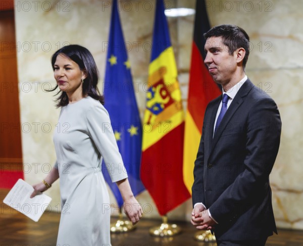 (L-R) Annalena Bärbock, Federal Minister for Foreign Affairs, meets Mihai Popsoi, Foreign Minister