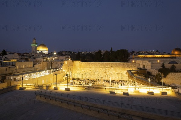 Israel, Sacred Western Wall Kotel in Jerusalem Old City known as Wailing Wall and Al Buraq Wall,