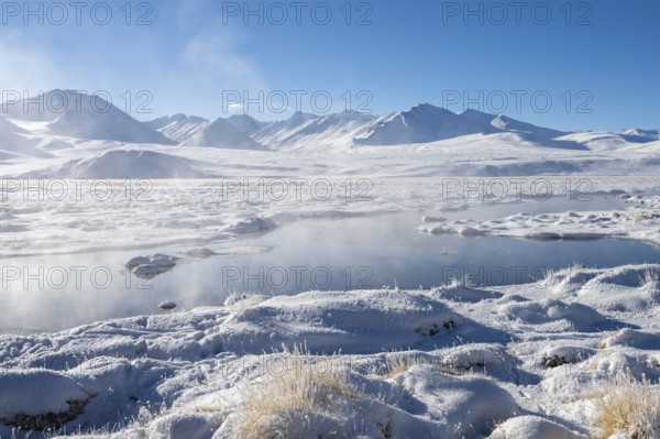 Winter landscape of the Pamir Plateau, Pamir Highway, Alichur, Gorno-Badakhshan Province,