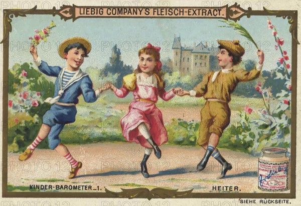 Picture series Children's barometer, 1, cheerful, happy children, Liebig picture, digitally