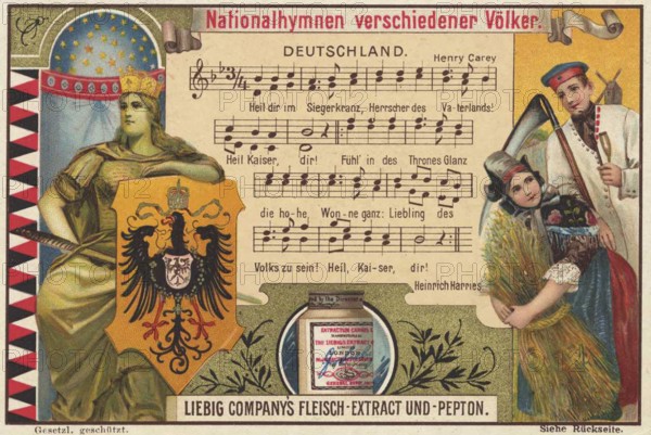 Picture series National anthems of various nations, Germany, Liebig picture, digitally restored