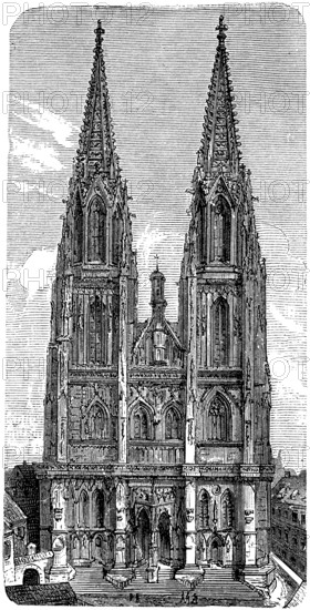 The cathedral of Regensburg, Bavaria, Germany, in 1880, Historical, digital reproduction of an