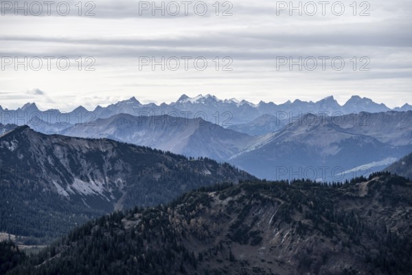 View of the foothills of the Mangfall mountains, from the Österreischischer Schinder, Bavarian