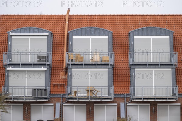The East Frisian North Sea island of Juist in winter, holiday flats, empty, low season, Lower