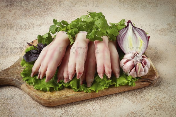 Raw, pig's feet, young piglet, piglet's hooves