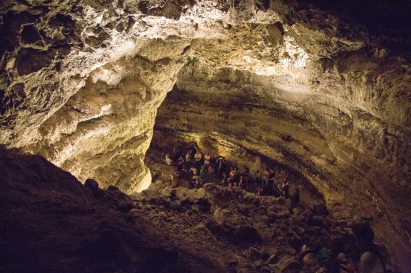 Cueva de Los Verdes, cave tourist attraction in lava pipe tunnel, Lanzarote, Canary Islands, Spain,
