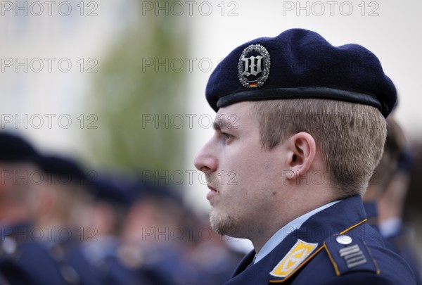 Air force soldiers of the guard battalion, photographed during the final roll call of the