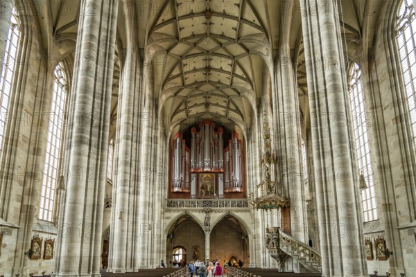 Church organ of the Catholic parish church of St George, Dinkelsbühl, Middle Franconia, Bavaria,