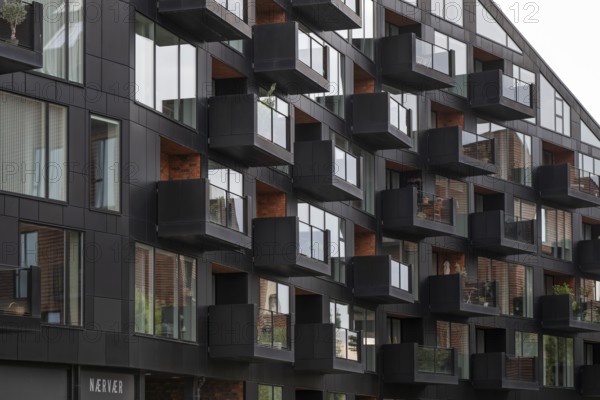 Contemporary architecture, Krøyers Square residential complex, inspired by historic warehouses,