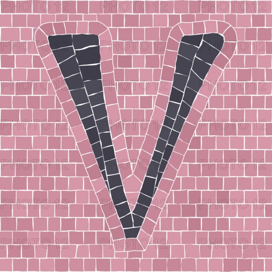 Mosaic tiles letter V. EPS 10 editable flat design vector seamless horizontal pattern