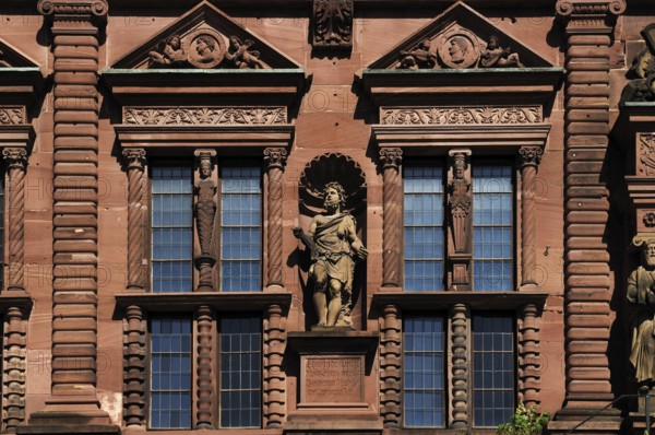 Heidelberg castle ruins, destroyed in 1693), detail of the Ottheinrich building, built in 1556,