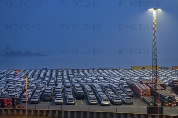 Parking space for import vehicles, hundreds of Hyundai Ioniq, electric cars, waiting for onward