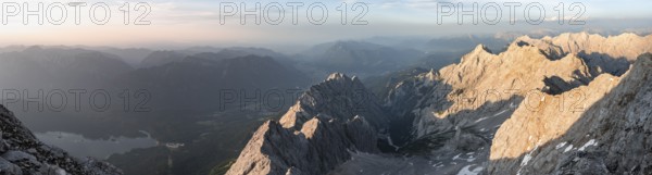 Impressive rocky mountain landscape in the evening light, steep mountain ridge, Jubiläumsgrat and
