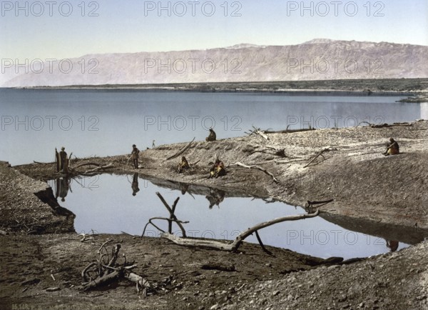 The Dead Sea, Jericho, Holy Land, West Bank, c. 1895, Historical, digitally restored reproduction