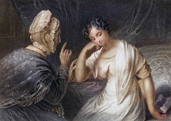 The love letter, engraved by Charles Rolls after a painting by H. Richter, Historic, digitally