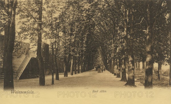 Historical postcard, picture postcard, Badallee in Weißenfels, Saxony-Anhalt, Germany, digitally