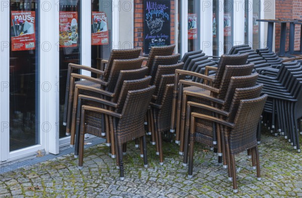 Coesfeld, North Rhine-Westphalia, Germany - Stacked pedestrian zone in times of the corona