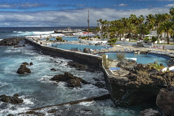 Costa Martiánez swimming pool on the coast of Puerto de la Cruz, Tenerife, Canary Islands, Spain,
