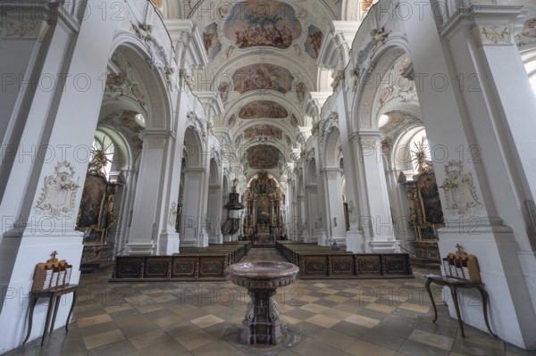 Interior of the originally Gothic hall church, was completely baroqueised in the 18th century,