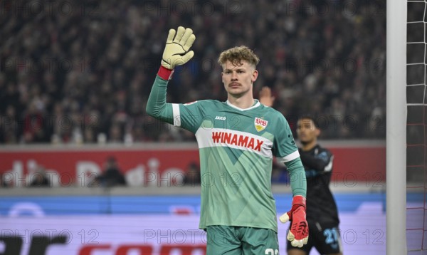 Goalkeeper Alexander Nübel VfB Stuttgart (33) Gesture Gesture MHPArena, MHP Arena Stuttgart,