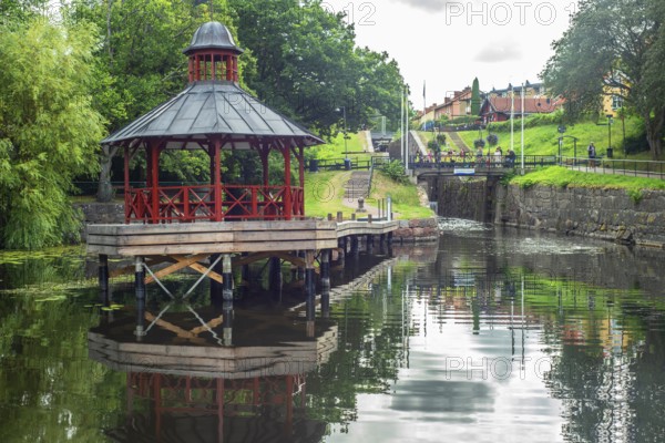 Pavilion at Kinda Canal, Linköping, Östergötland, Sweden, Scandinavia, Europe