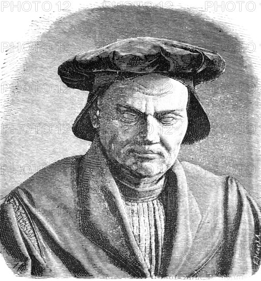 Death mask of Martin Luther (1483, 1546) portrait after Lucas Cranach, reformer, Augustinian monk,