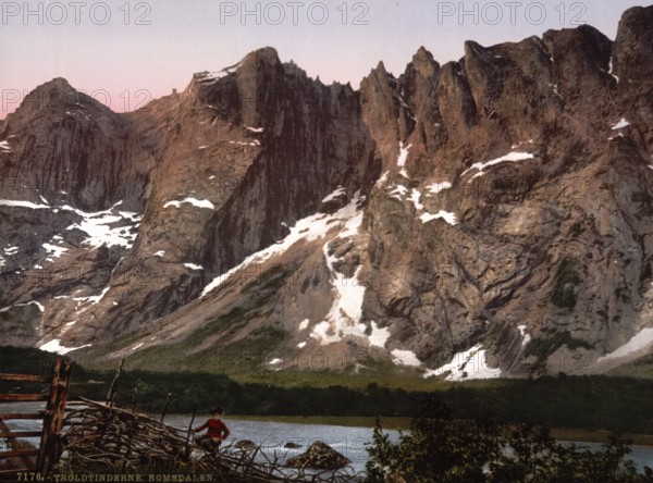 Trolltindene, a mountain massif in Norway, Romsdalen, Norway, around 1895, Historical, digitally
