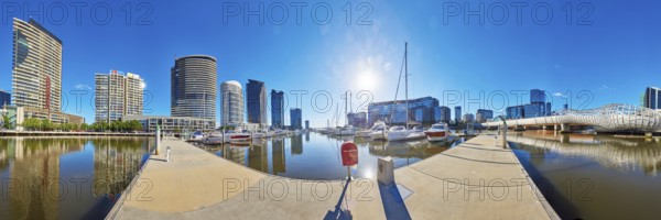 Landscape of Melbourne south wharf skyline at Docklands the yarra river at spring, Australia,