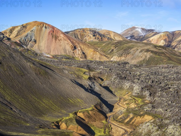 Colorful rhyolite mountain Brennisteinsalda, Landmannalaugar, Fjallabak Nature Reserve, Iceland,