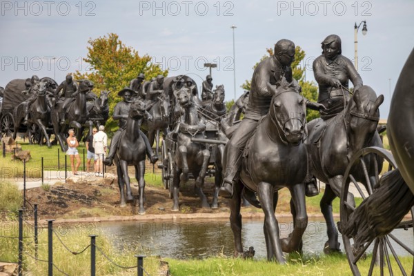 Oklahoma City, Oklahoma - A sculpture commemorates the Oklahoma Land Run of 1889 when thousands of